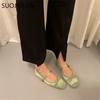 Fashion SUOJIALUN Women Flat Shoes Fashion Round Toe Shallow Slip On Ladies Soft Ladies Mary Jane Ballerinas Flat Heel Casual Ballet Sho