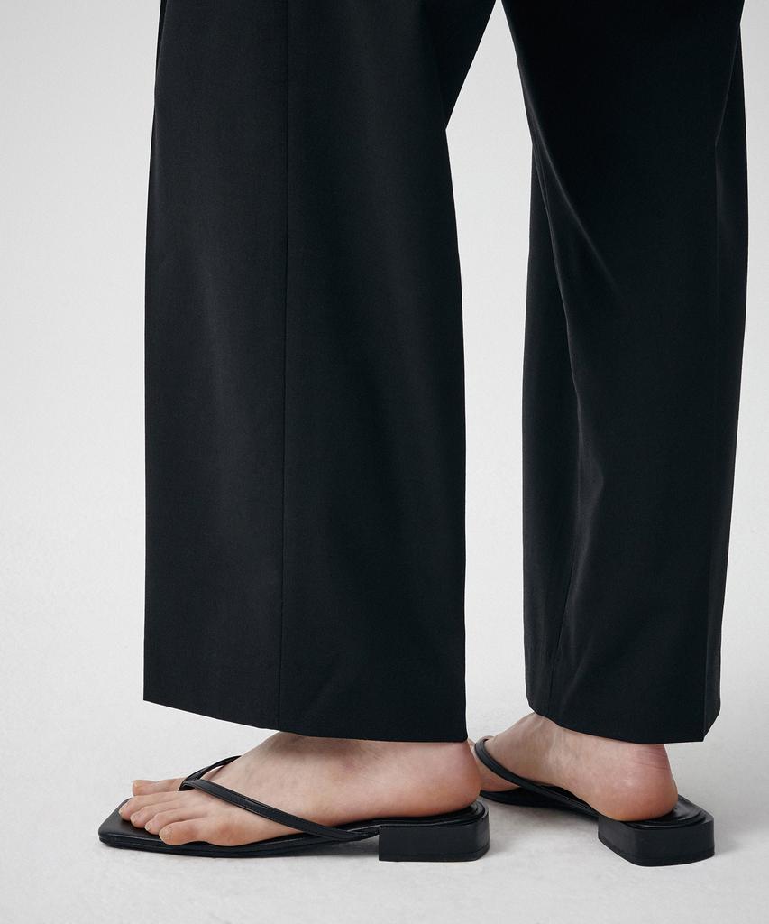 MUSINSA STANDARD WOMAN Women'S Summer Wool Loose Tapered Hidden Banding Slacks [Black]
