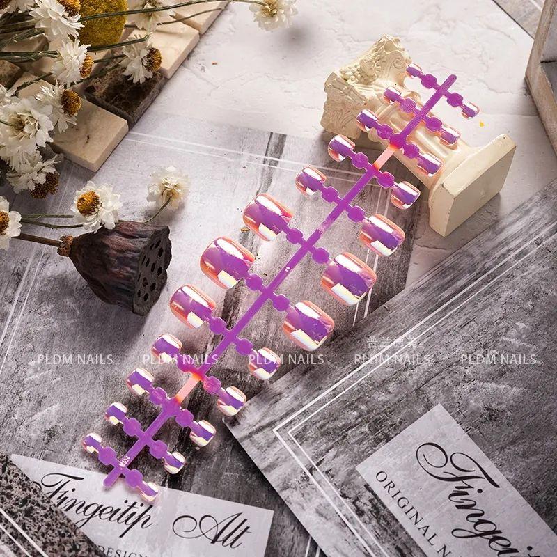 

Internet Celebrity Electroplating Wearable Manual Disassembly Solid Color Nail Tip Aurora Purple Wearing Nail(24 pieces)