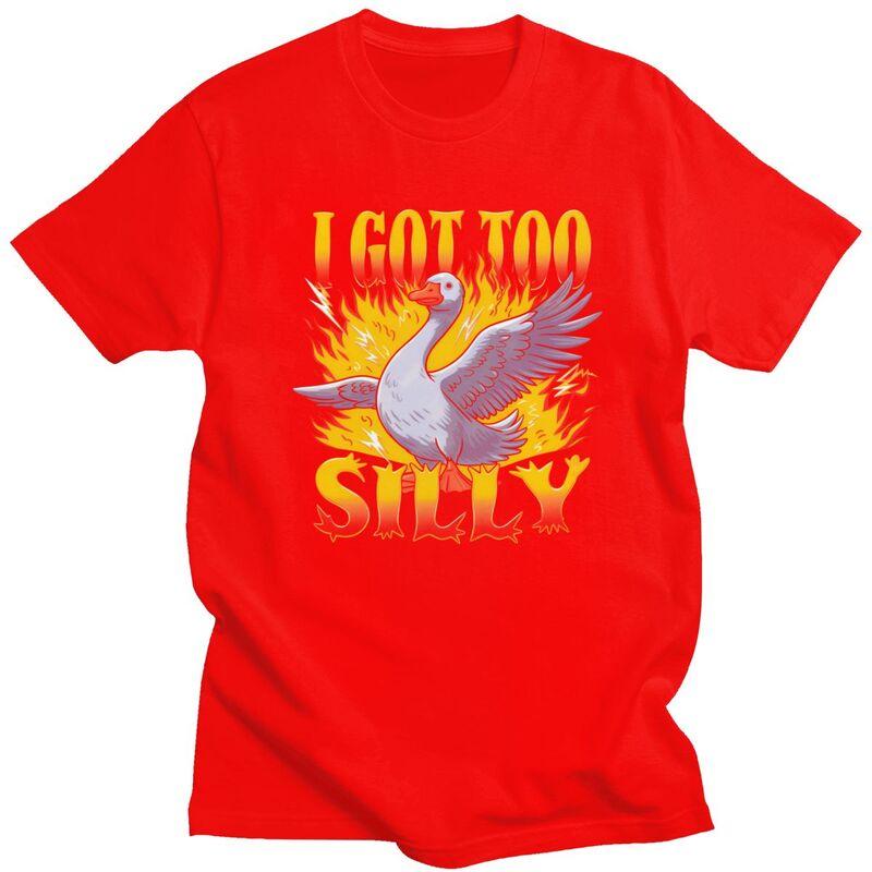 

Funny Silly Goose Meme TShirt Pure Cotton Tee Tops Streetwear O Neck Animal Humor Design Tshirt Casual ShortSleeve Clothing S