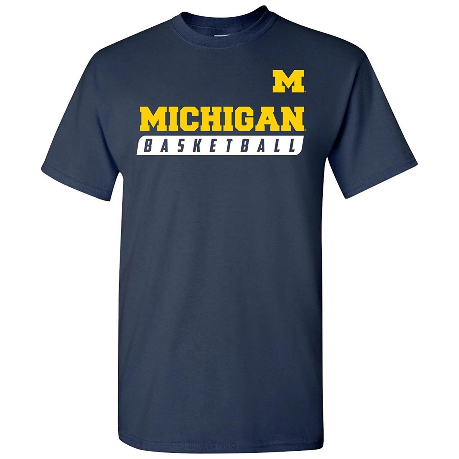 Michigan Wolverines Basketball Slant Licensed T-Shirt - Navy S