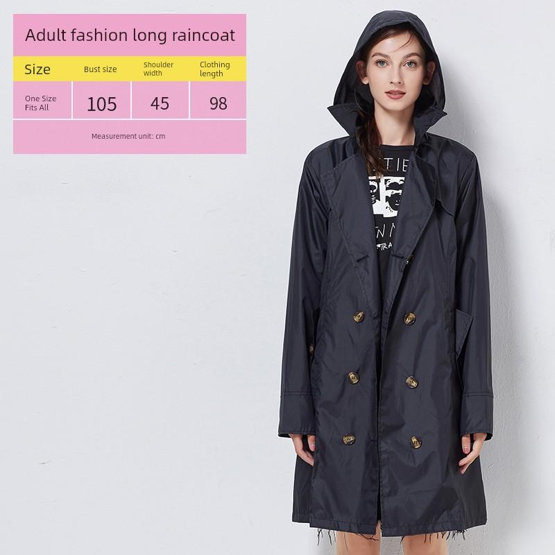 Fashion Retro Double Breasted Fitted Waist Trench Coat Raincoat Adult Women Outwear Poncho Mid Length Long Length Travel Big Belt