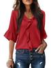 2026 Spring/Summer European & American V-neck Pleated Ruffle Loose Top