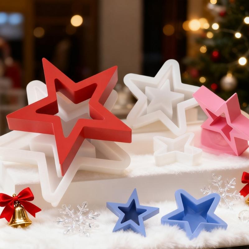 Hollow Star Silicone Mold Christmas Ornament Resin Mold Pentagrams Silicone Mold Christmas Star Epoxy Resin Casting Mould