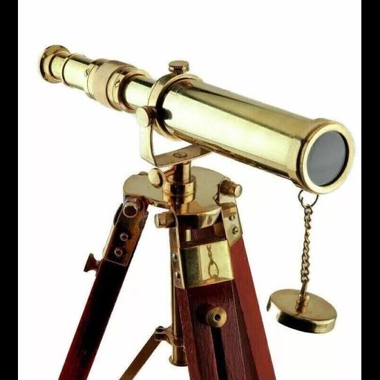 

Морской полированный телескоп с деревянной подставкой-треногом, декор стола