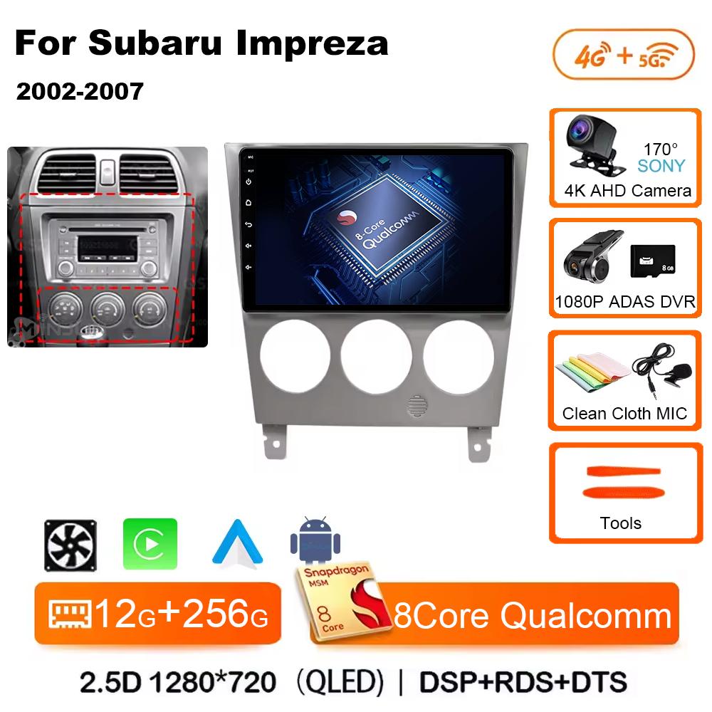 Android 14 For Subaru Impreza GD GG 2002 - 2007 Qualcomm Car Radio Multimedia Player Stereo Navigation GPS Wireless Carplay Auto