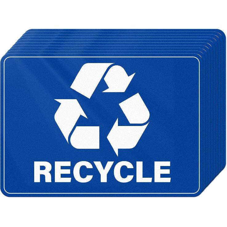 10 Pack Trash Cans Stickers 10 × 7 Inches Vinyl Weatherproof Self Adhesive Recycle Sign for Waste B Home Business