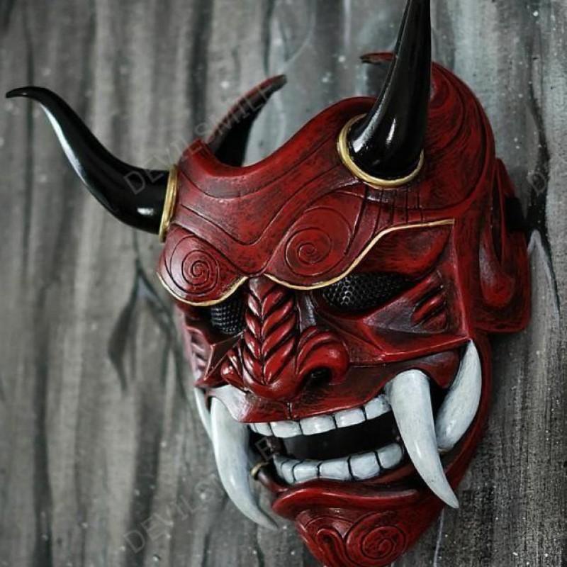 Japanese Noh Mask Red Oni Hannya Cosplay Halloween Party DIY