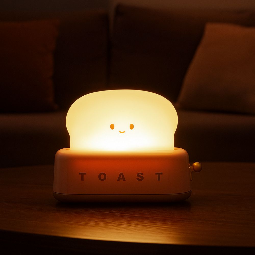 Cartoon Toaster Lamp Dimmable Mini Table Lamp Ambient Lighting Bread Toast Table Light  Bedroom