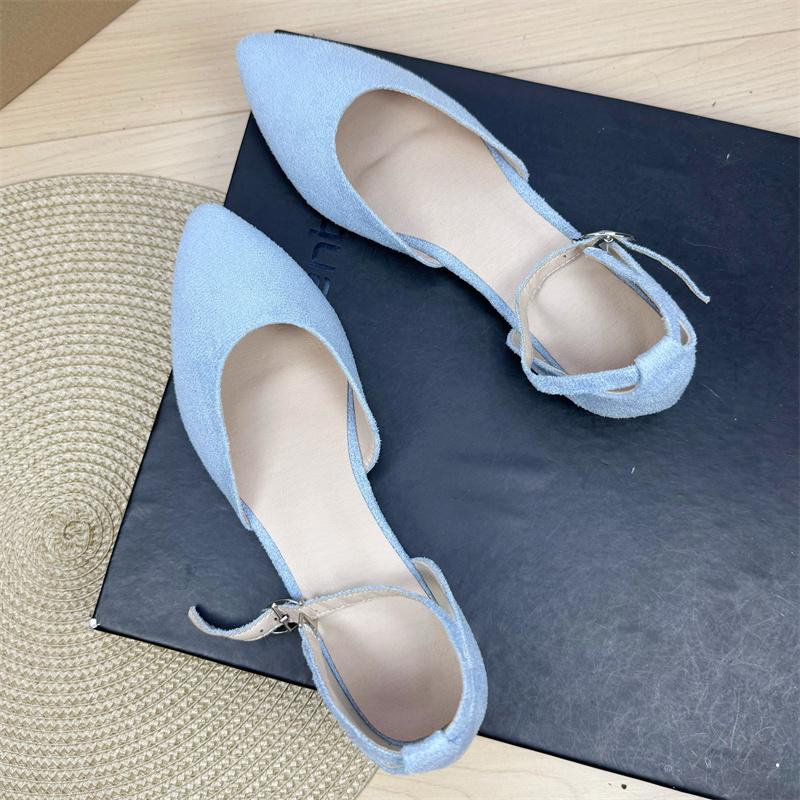 Fashion Flat Shoes for Women's Spring and Autumn Plus Size Pointed Sandals Women's 41-43 French Work Shoes Ladies Loafers Women