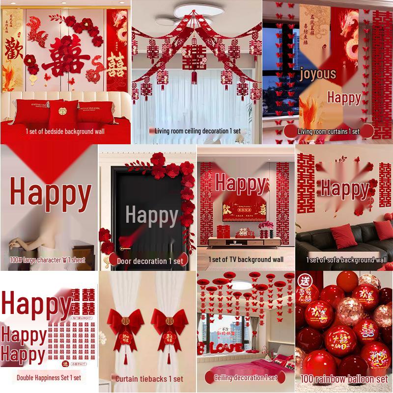 Complete Wedding Room Decoration Set: Bride & Groom's Bedroom Decor Essentials