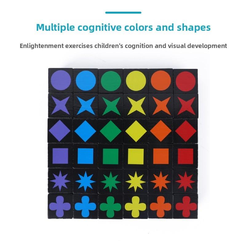 Early Educational Qwirkle Toys Wooden Parent Child Two Player Game Chess Gift