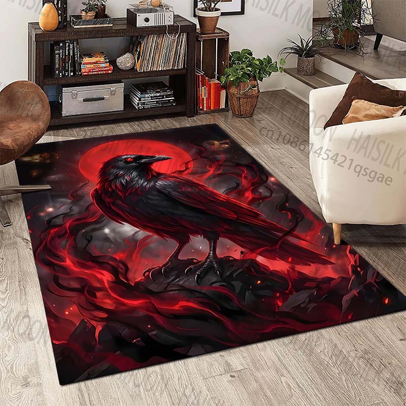 New product Red moon raven red fog Carpet for Living Room Bedroom Bedside Floor Mat Cloakroom Children Playing Mat Area Rug