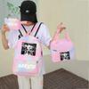 3Pcs/set Anime Naruto Canvas Backpack for Girl with Lunch Bag Pen Case Backpack Student Back To School Backpack Rucksack Mochila