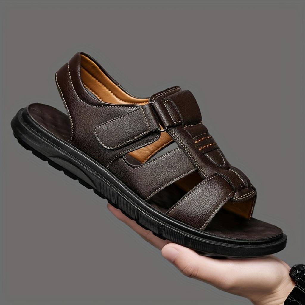 Men's Adjustable Breathable Beach Sandals - Dual Wear Driving&Casual Outdoor Shoes, Brown/Black Summer Suitable, Fashionable Design