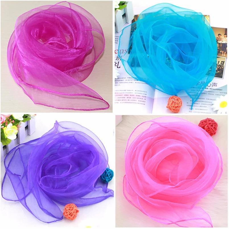 3/6Pcs Colorful Square Dance Scarves Gymnastics Music Scarves Dance Scarf For Children Movement Juggling Silk Tricks Scarves