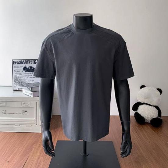 Herre Atletisk T-shirt Åndbar Hurtigtørrende Tee med Skuldernet Indsats Løstsiddende Rund Hals T-shirt til Sommer Træningscenter Fitness Træning
