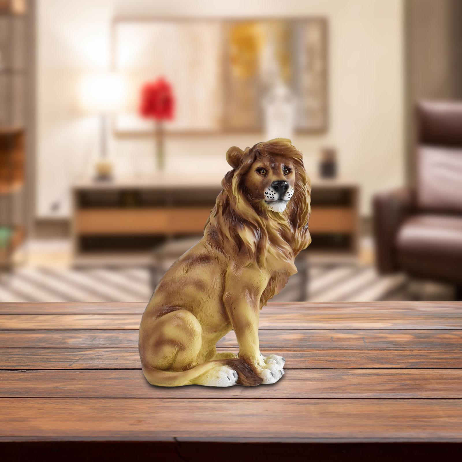 

Small Lion Statue Miniature Decoration for Coffee Table Living Room Office коричневий