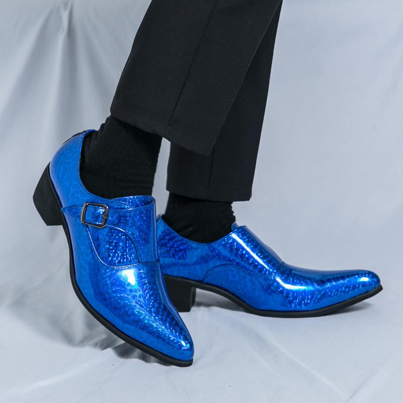 Men's shoes large size new casual leather shoes fashion men's high heels heightening leather shoes trend hairstylist loafers