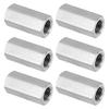 PATIKIL M10 X 1.25 High Nuts Hex Couplings, 6pcs, 30mm/1.2" Long, Fully Threaded Rod Coupling Nuts, Stud Connector Fasteners, Silver Tone