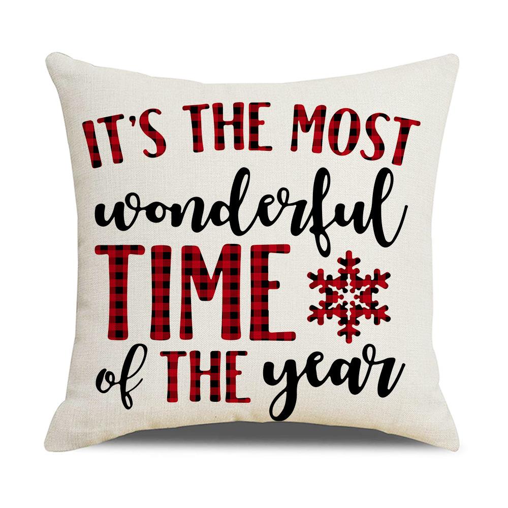 Christmas Gift Pillowcase Linen Pillowcase Printed Home Pillowcase Car Cushion Pillowcase