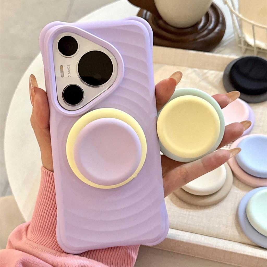 Cute Macaron Color Silicone Magnetic Air Cushion Stand Foldable Desktop Support Pad With Adhesive Backing For MagSafe