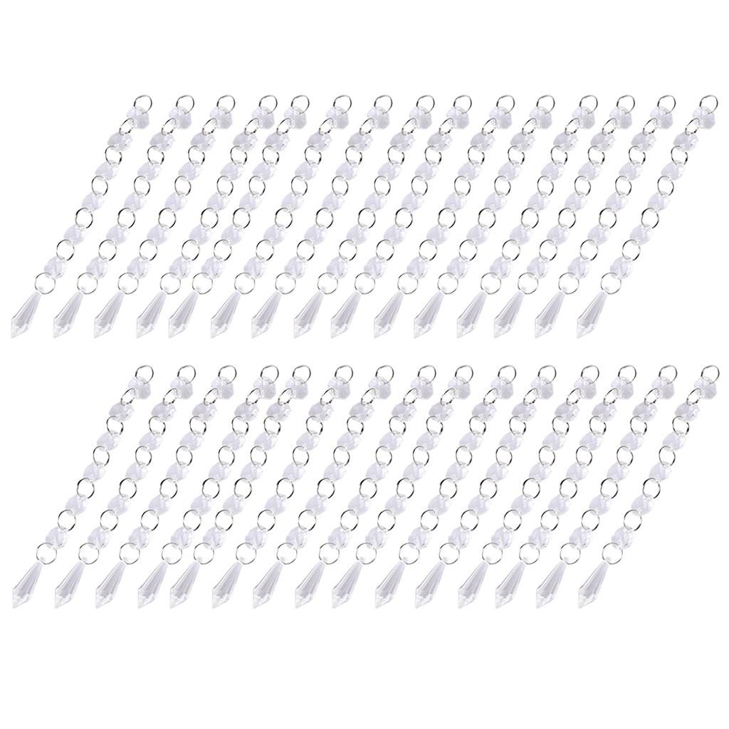 30PCS Acrylic Transparent Small Clear Crystal Strands Gems Bead Curtain for Light Pendant Wedding