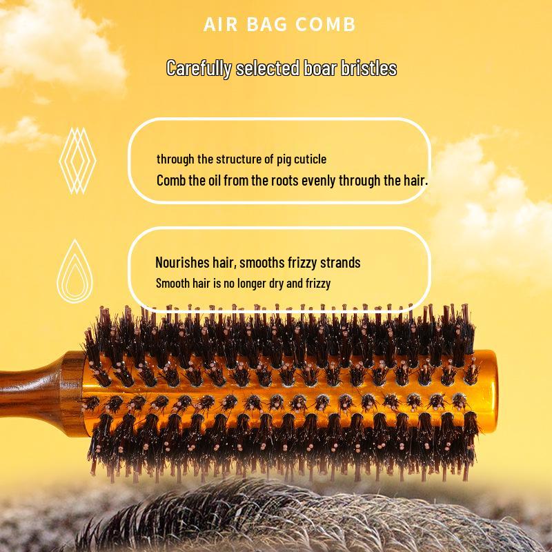 Aluminum Barrel Boar Bristle Heat-Resistant Curling and Styling Brush for Curly Hair