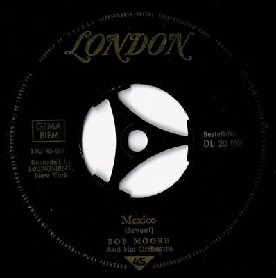 7-palcový platňa BOB MOORE S JEHO ORCHESTER Mexiko Hot Spot DL20452 LONDON RECORDS 1961 Nemecko Latinská Použitá
