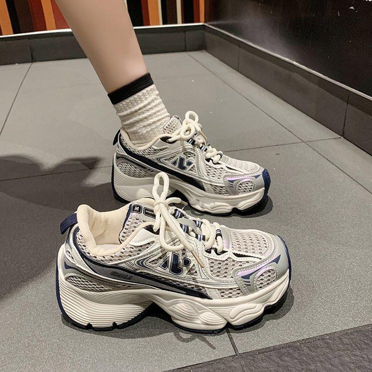 Muffin thick-soled heightening dad shoes women's 2024 summer new mesh casual thin breathable sports single shoes women's