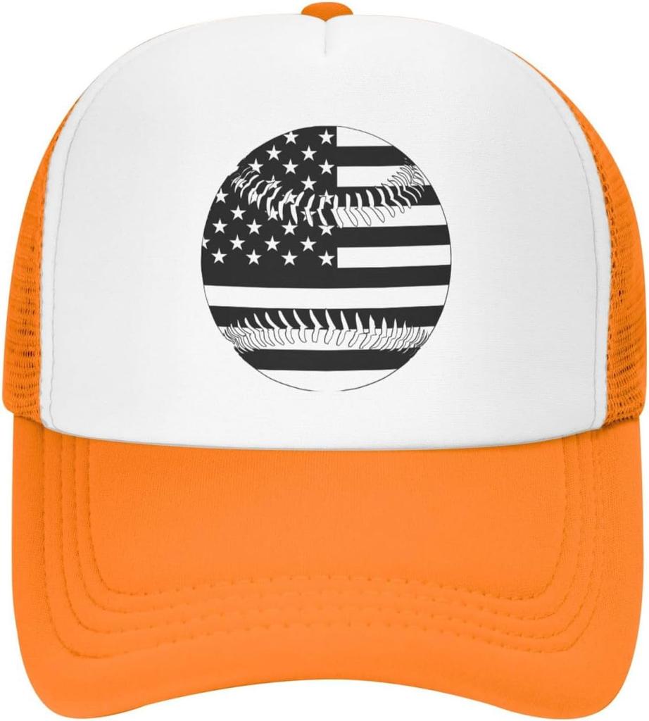 Baseball Amerikanische Flagge Grafik Trucker-Kappe Atmungsaktives Netz Verstellbar Lässige Kappe für Männer Frauen