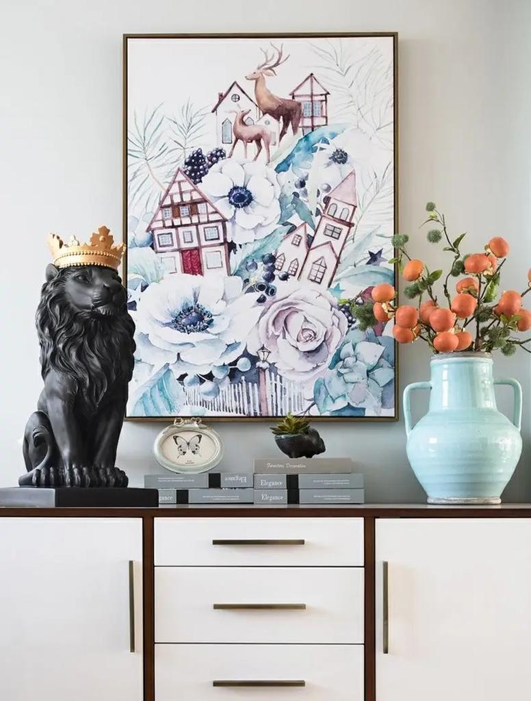 1pc Lion Animal Figurines Resin Crown Lions Statue Handmade Artwork Gift Home Office Decor Ornament Living Room Desk Home Decor