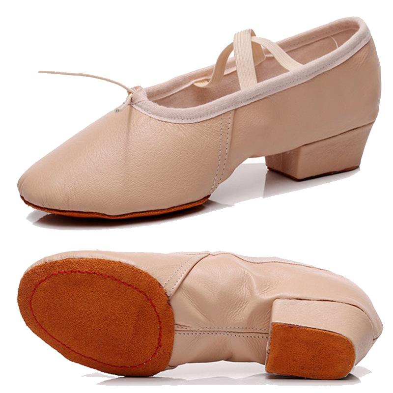 Women's Adult Child Canvas Soft Sole Training Shoes for Yoga Ballet Folk Dance High-Heeled Teacher Shoes Leather Sneakers