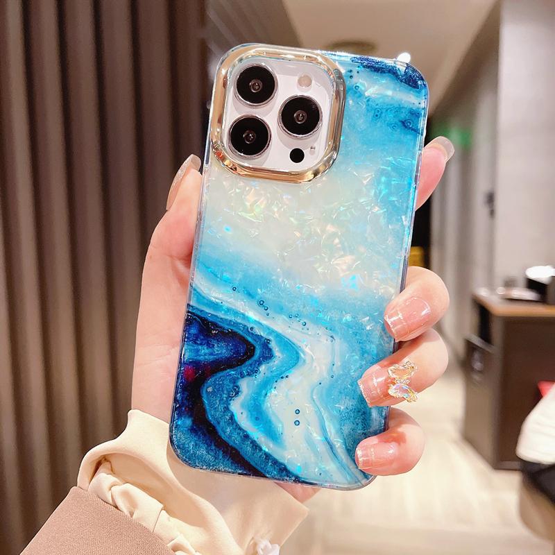 Luxus Marmor Schalenmuster Handyhülle Für iPhone 11 12 13 14 15 16 Pro Max Weiche Stoßfeste Bumper Abdeckung