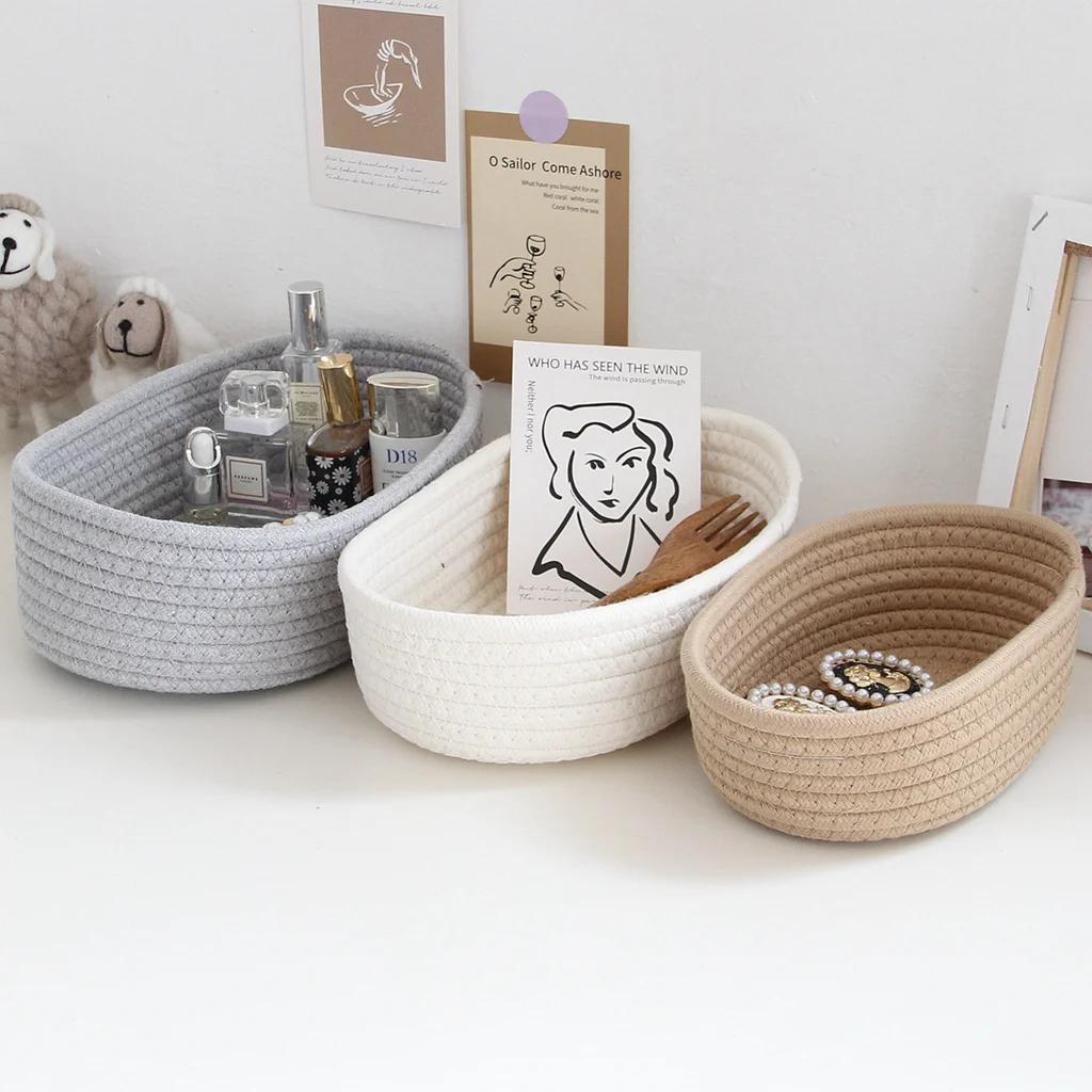 Nordic Cotton Rope Storage Baskets Woven Desktop Sundries Kids Toys Organizer Box Baby Dirty Clothes Laundry Basket Hamper