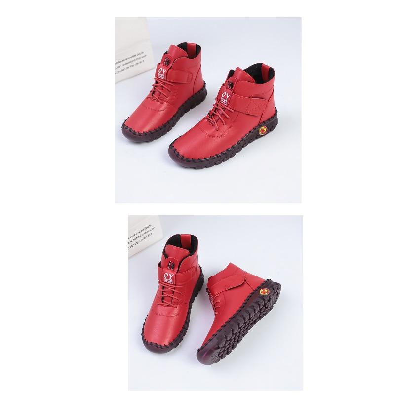 Hand-sewn buty na deskę z wysoką cholewką i miękką podeszwą w dużych rozmiarach do handlu zagranicznego, damskie aksamitne buty bawełniane sznurowane na grubej podeszwie z zapięciem na rzep