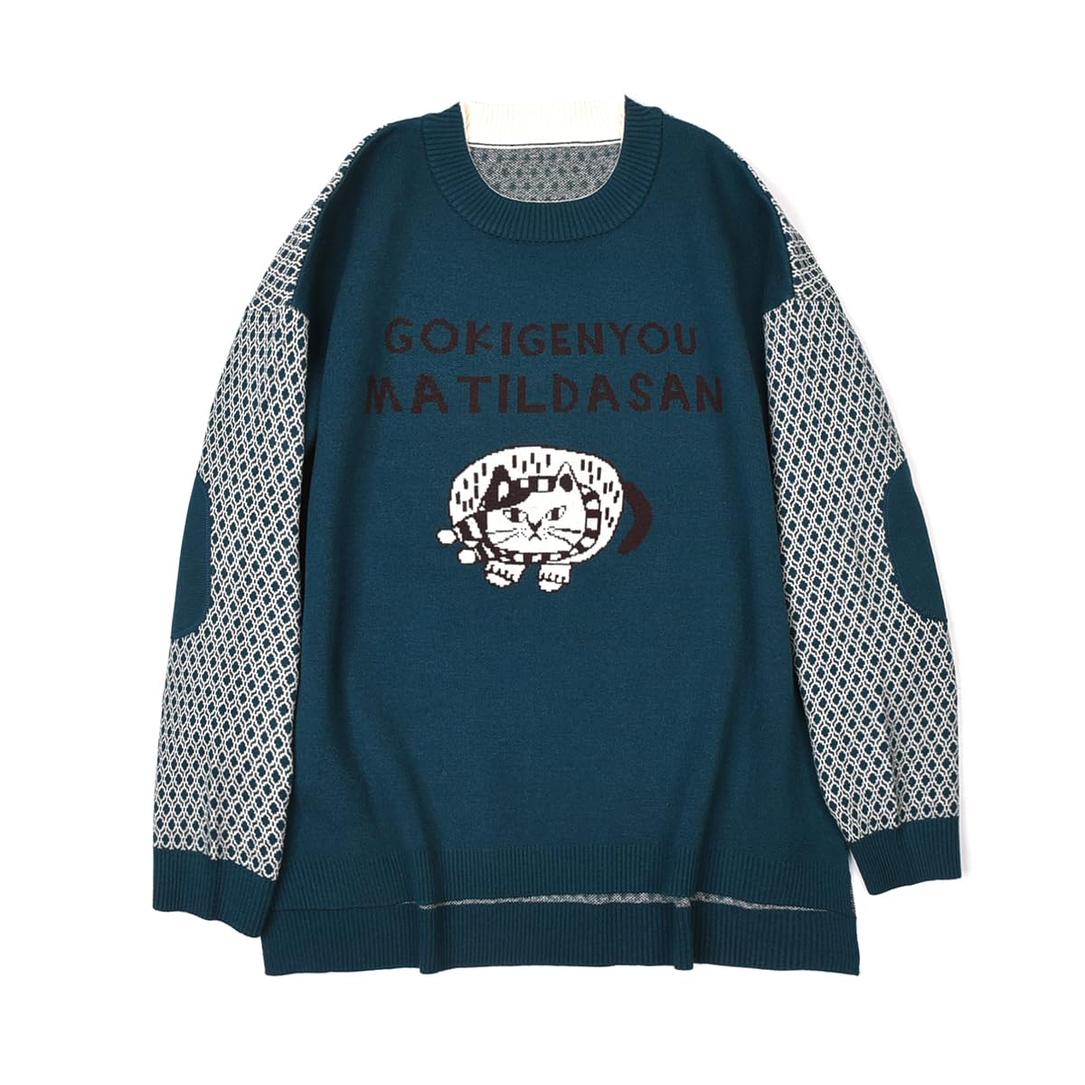 

Kusguru Japan Green Jacquard Pullover Sweater Women s зелёный