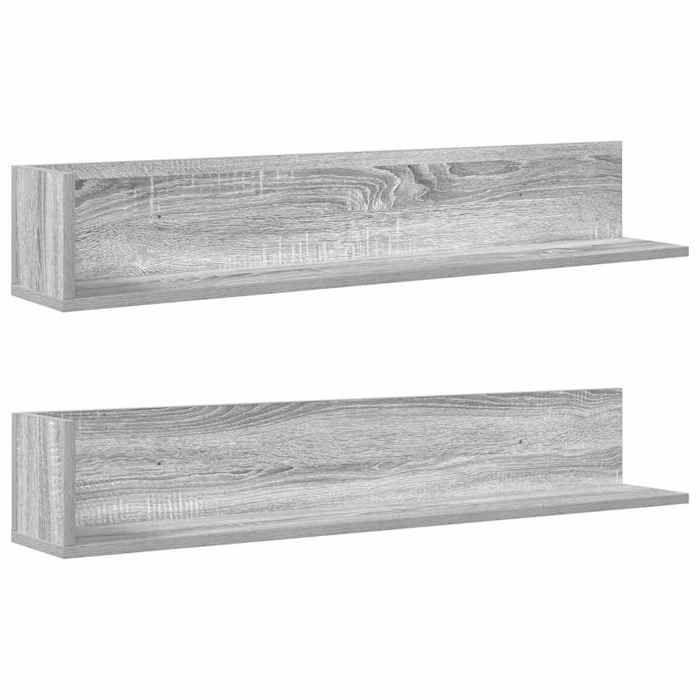VidaXL Wall Shelves 2 Pcs Sonoma Grey 100x16.5x16.5 Cm, Floating Shelf, Hanging Shelf, Corner Wall Shelf, 860045