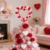 Topo de Árvore Coração Dia dos Namorados Pompons Vermelhos Rosa Brancos Ornamento de Topo de Árvore Amor Coração para Dia dos Namorados Natal Casamento Festa de Aniversário Casa