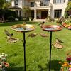 Elegant Metal Bird Bath And Feeder For Garden With Stable 5 Leg Base Attracts Wild Birds Patios Outdoor Decors