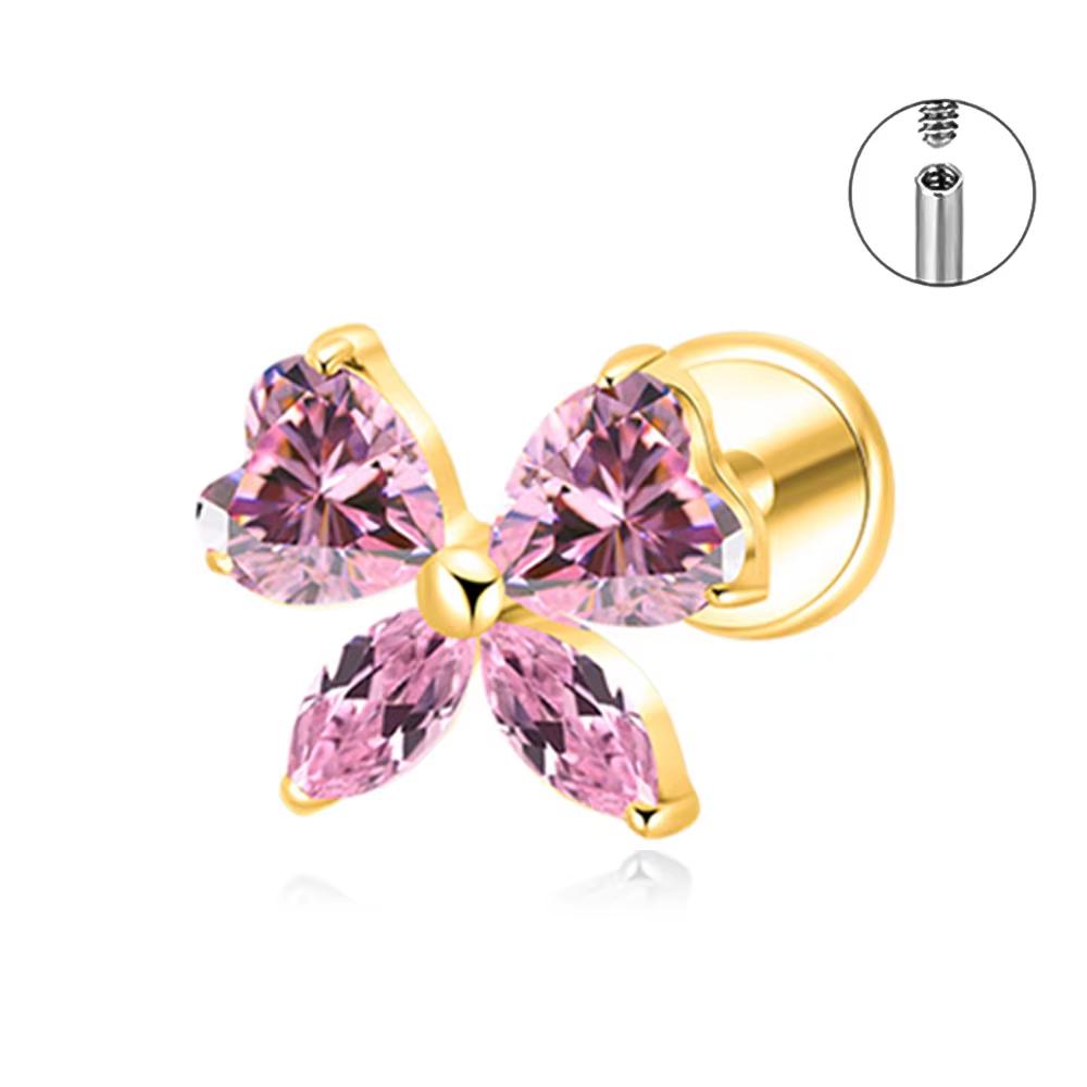 PUTITUP Official F136 High-Quality Titanium Alloy Zirconia Stud Earring Set Fashion Ear Cartilage Lip Stud Body Piercing Jewelry