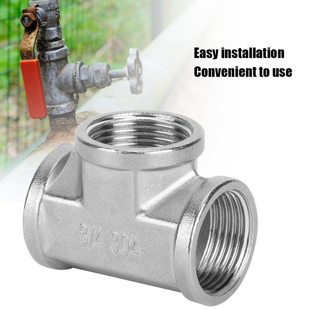 304 Stainless Steel Tee Threaded Pipe Connector for Industrial Pipe Shelf Household Tool