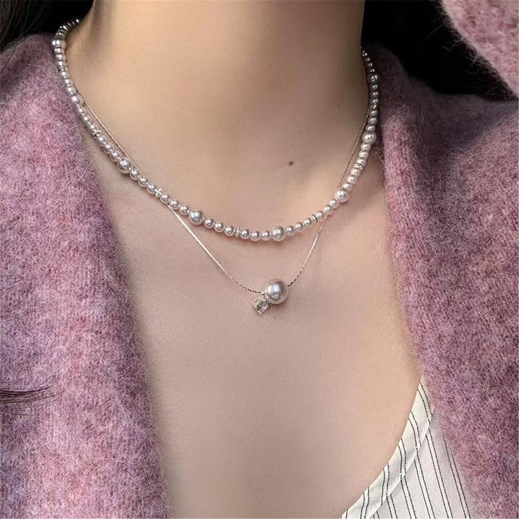 Tooxika Französische Sanfte Eleganz Rosenperle Zirkonia Halskette Leichter Luxus Exquisites Mädchenhaftes Gefühl Stapelbare Schlüsselbeinkette