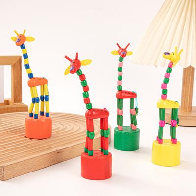 Holz Tanzende Giraffe Spielzeug Elastisches Seil Giraffe Marionette Spielzeug Kleinkinder Jungen Mädchen Pädagogisch Drücken Und Schwingen Tier Spielzeug