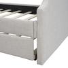 Sofa Bed 90x200cm Folding Cotton Linen Fabric Day with Pull-out Baby Cot Headboard Strong Wood Slat Support Home Furniture, Beige Guest