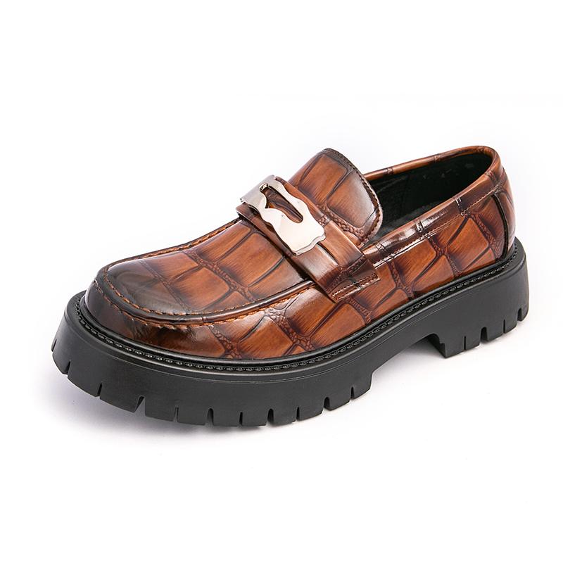 Fashion Loafer Thick Bottom Men's Retro and  Design Styles 38-46 Adult Casual Business Leather Shoes Fashion Black Brown Hot
