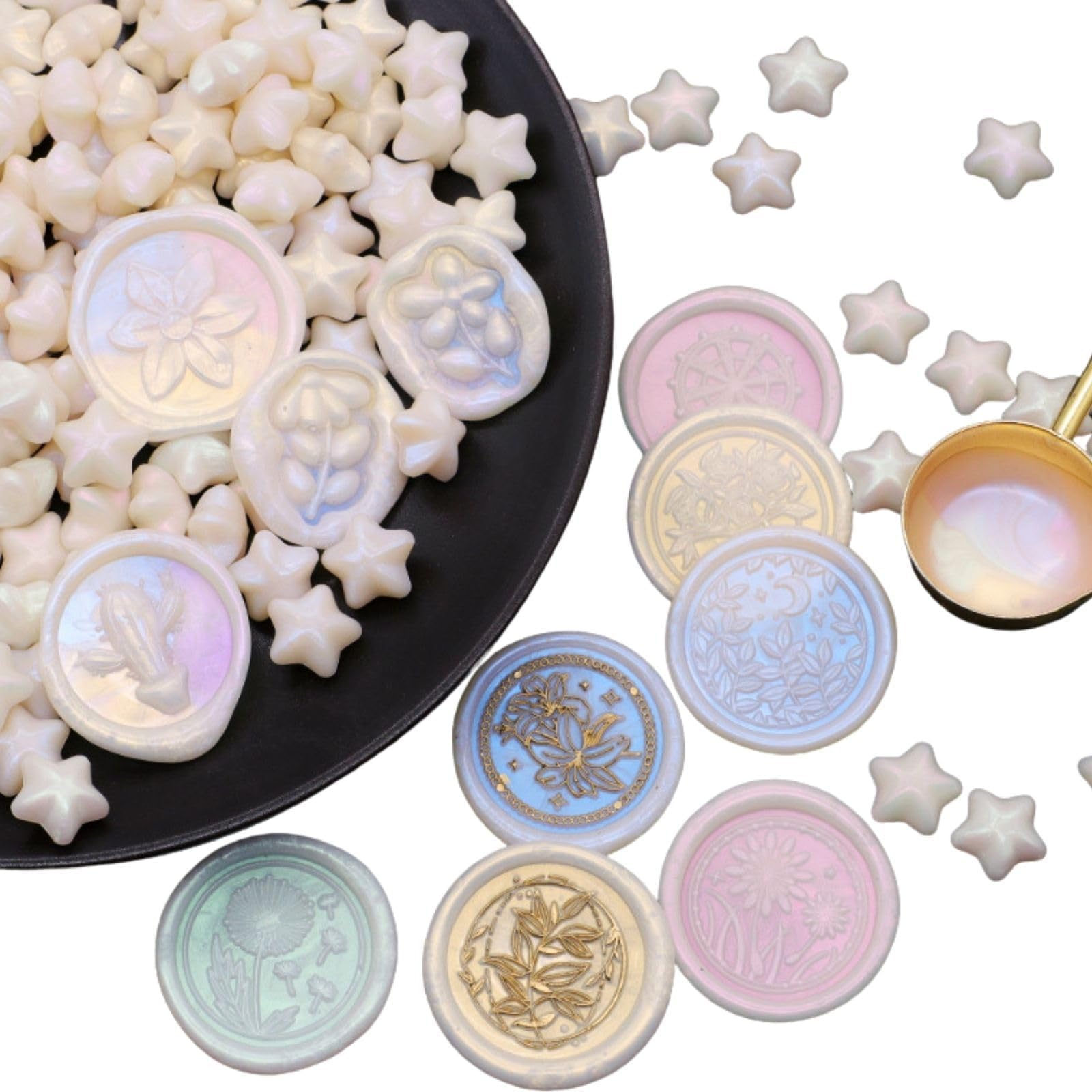 

Sealing Wax 500 Aurora Large for Handmade Antique Style [techichidou] Set, Star-Shaped, 5-Color Mix, Colors, Capacity, Weddings, Invitations, Letters,
