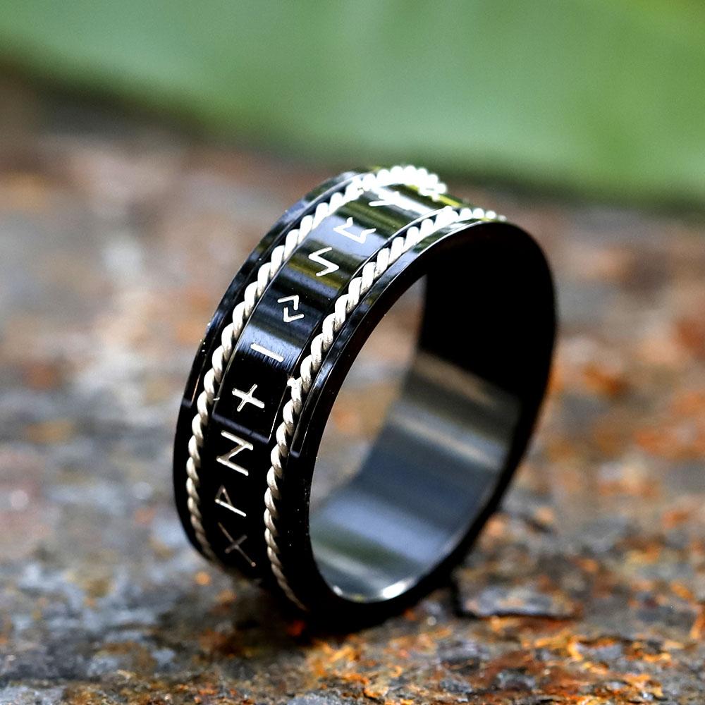 2024 New Creative  316L Stainless Steel Viking chain rune Ring For Men  retro Amulet  Jewelry Gift free shipping