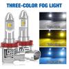 2 pezzi tre colori auto H8 H11 LED fendinebbia lampadine 60W 8000Lm H16JP doppio colore Switchback luminoso DRL lampada Plug & Play 6000K bianco 3000K giallo 8000K blu
