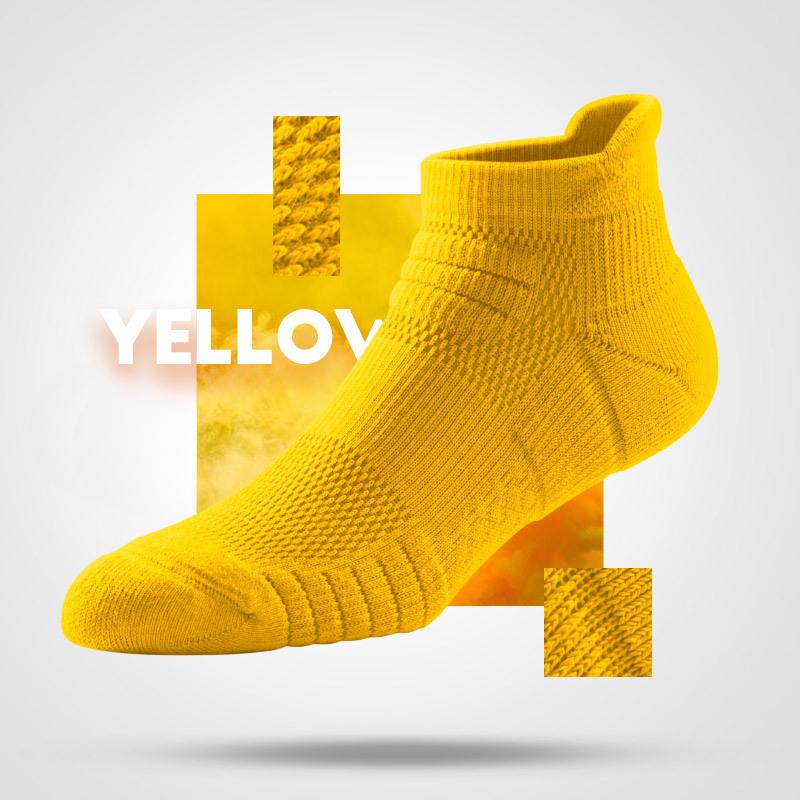 

Мужские баскетбольные беговые уличные влагоотводящие дезодорирующие антибактериальные спортивные нескользящие носки с махровой подошвой, короткие 1 pair жёлтый